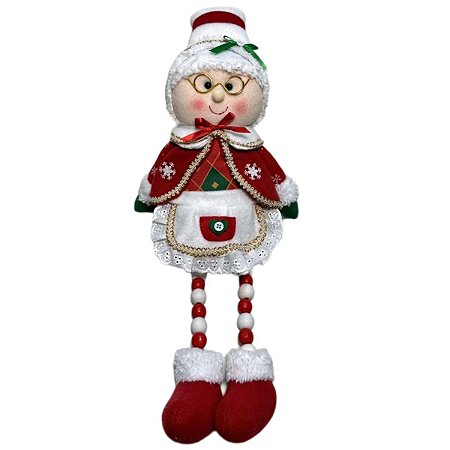 MAMAE NOEL DECOR SENTADA VERM C PERNAS DE MIÇANGAS  - 45CM
