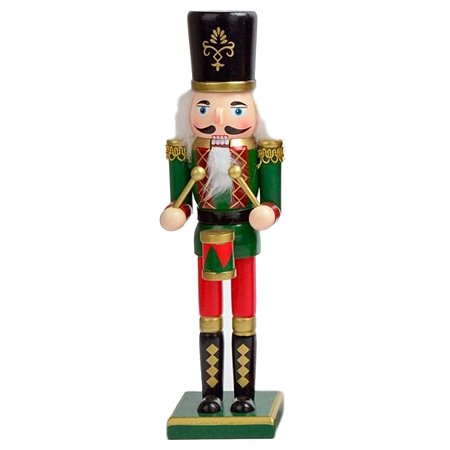 BONECO QUEBRA NOZES VERMELHO E VERDE COM TAMBOR - 30CM