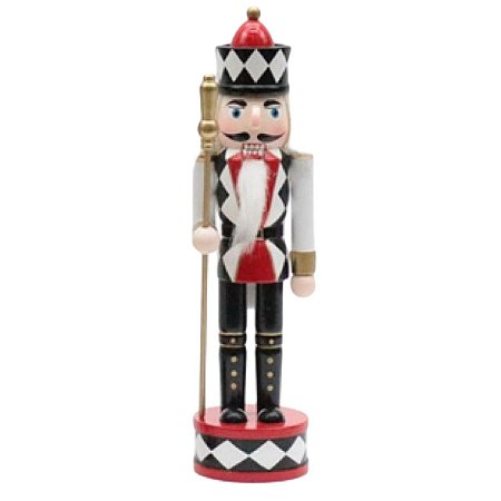 BONECO QUEBRA NOZES COM LANÇA PRETO E BRANCO - 30CM