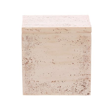 CAIXA DECORATIVA COM TAMPA EM POLIRRESINA BEGE MART 13,5cm