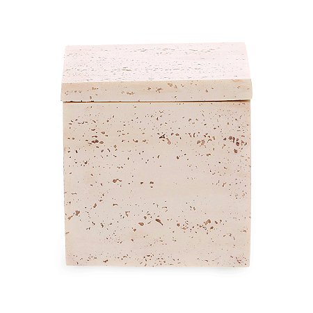 CAIXA DECORATIVA COM TAMPA EM POLIRRESINA BEGE MART 10cm