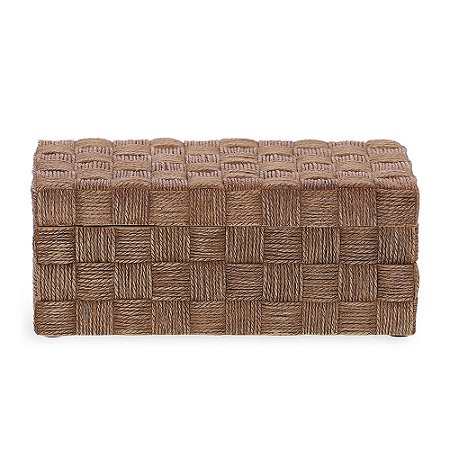 CAIXA EM POLIRRESINA ESTILO RATTAN BEGE MART