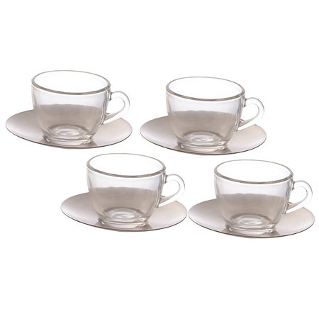 JOGO DE 4 XICARAS DE CAFE TIFFANY PIRES INOX 85ML HAUSKRAFT