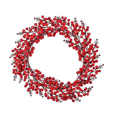 GUIRLANDA NATALINA DECORATIVA COM BERRIES VERMELHO 54CM