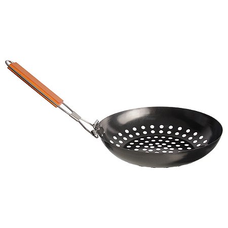 GRELHA CHURRASQUEIRA REDONDA COM CABO 28CM PRETA HAUSKRAFT