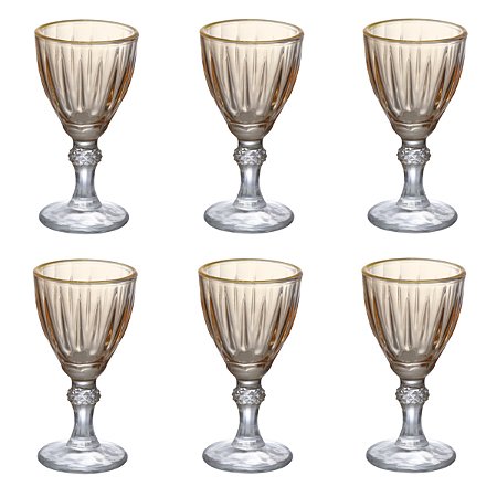 JOGO 6 TAÇAS LICOR DOMINIC AMBAR BORDADOURADA 55ML HAUSKRAFT