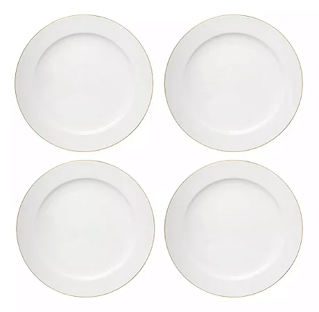 JG 4 PRATO RASO PORCELANA ROYAL BRANCO E DOURADO HAUSKRAFT