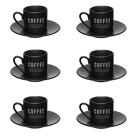 JOGO 6 XICARAS COM PIRES MANHATTAN COFFE 80ML HAUSKRAFT
