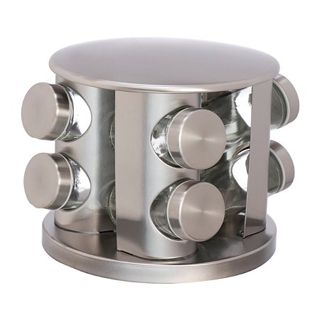 PORTA CONDIMENTOS INOX 8 PEÇAS SUPORTE GIRATORIO HAUSKRAFT