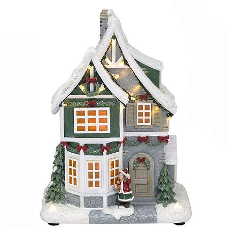 CASA NATALINA MUSICAL COM BONECA E LUZ  DE LED 28CM