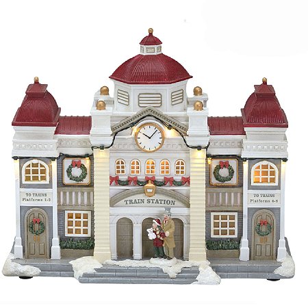 CASA NATALINA MUSICAL COM BONECOS E LUZ DE LED 26CM