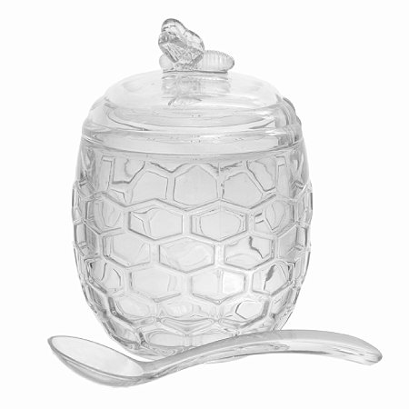 ACUCAREIRO DE VIDRO COM COLHER BEE INCOLOR 230ML HAUSKRAFT