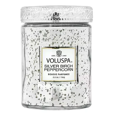MINI VOLUSPA VELA POTE VIDRO 50H SILVER BIRCH PEPPERCORN 156G