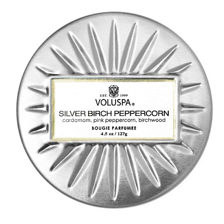 MINI VOLUSPA VELA POTE VIDRO 50H SILVER BIRCH PEPPERCORN