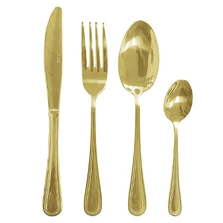 FAQUEIRO 24 PCS ACO INOX SICILIA DOURADO GOLD MEK