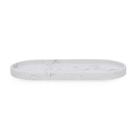 BANDEJA EM POLIRRESINA MARMORIZADA OFF WHITE MART 30CM