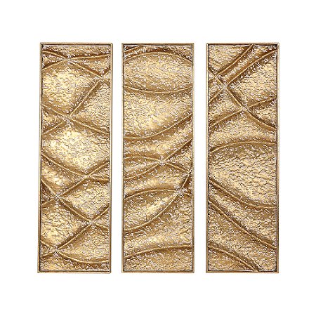 TRIO DE QUADRO EM METAL DOURADO MART