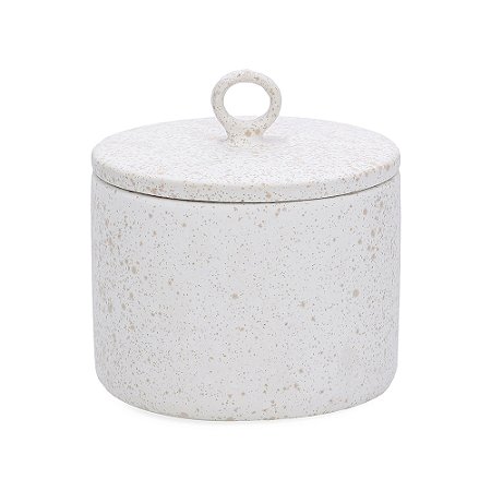 POTE COM TAMPA DECORATIVO EM CERAMICA OFF WHITE MART 17CM