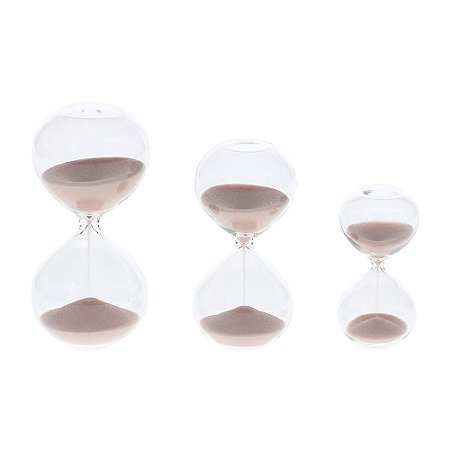 KIT 3 MINI AMPULHETA EM VIDRO ROSE MART