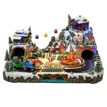 VILA NATALINA PARQUE COM TREM CARROSSEL E BONDE BIVOLT 69cm