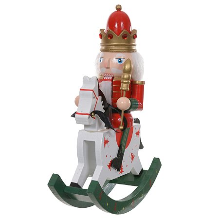 BONECO EM MADEIRA QUEBRA NOZES C/CAVALO 28,5X23,5CM COLORIDO