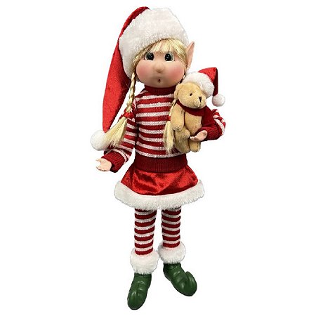 DUENDE EM PE DECORATIVO COM URSINHO 43CM