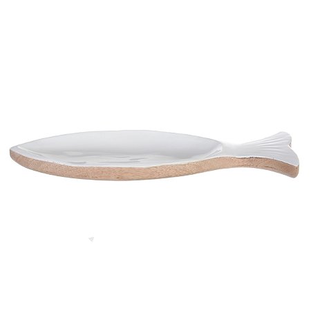 ESCULTURA DECORATIVA EM MADEIRA BRANCO FLORARTE 40CM