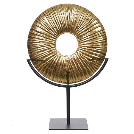 ESCULTURA GEOMETRICA DECOR METAL DOURADO FLORARTE 36cm