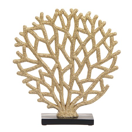 ESCULTURA DECORATIVA ARVORE CORAL DOURADA FLORARTE
