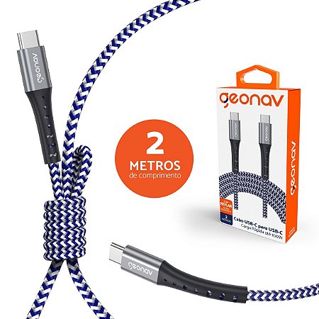 CABO USB-C PARA USB-C 2.0 C RESISTENTE COM KEVLAR 2M GEONAV