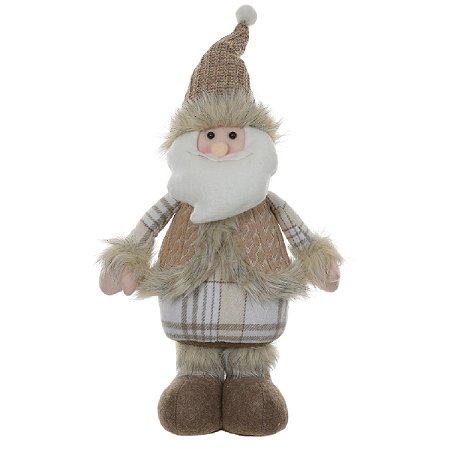 PAPAI NOEL NATALINO DECORATIVO EM PE NA COR BEGE 32CM