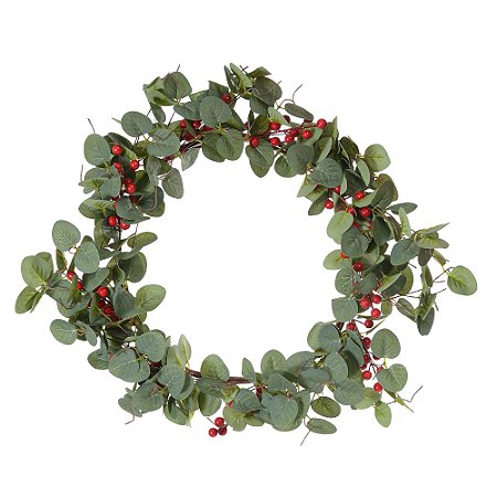 GUIRLANDA DE NATAL COM BERRY VERDE E VERMELHO 60CM FLORARTE