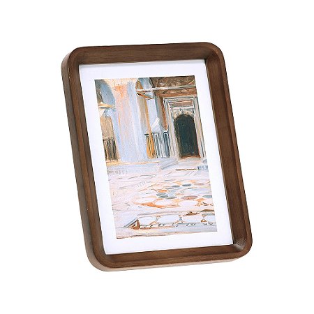 PORTA-RETRATOS ARREDONDADO EM MADEIRA 15X20CM MARROM MART