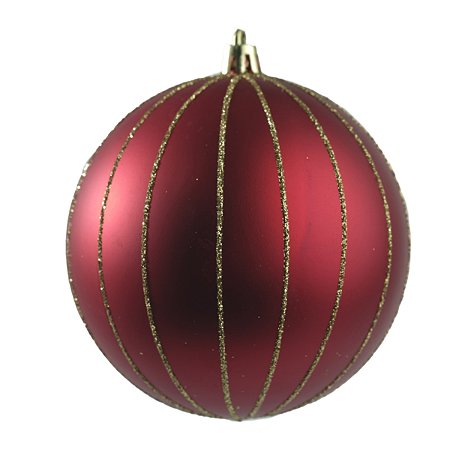 JG 3 BOLA DECORADA NATALINA NO PVC VERMELHA 10CM