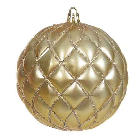 JG 3 BOLA DECORADA NATALINA PVC DOURADA COM GLITTER 10CM