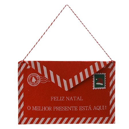 CARTINHA NATAL ENVELOPE FELIZ NATAL (VERMELHO BRANCO) 13X20cm