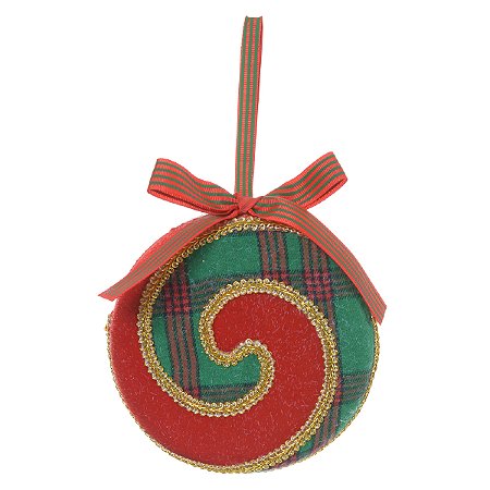ENFEITE NATALINO PIRULITO DE PENDURAR VERMELHO E VERDE 14CM