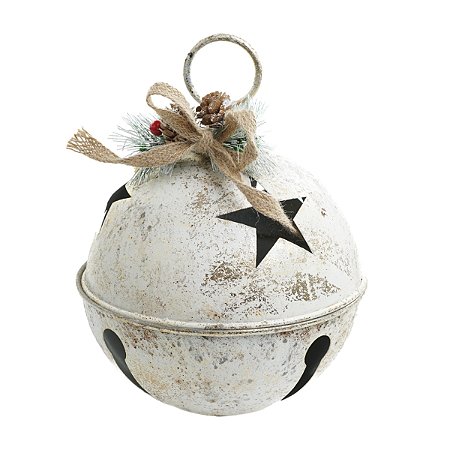 ENFEITE GUIZO NATALINO COM LAÇO E ARRANJO BRANCO 27CM 1 UN