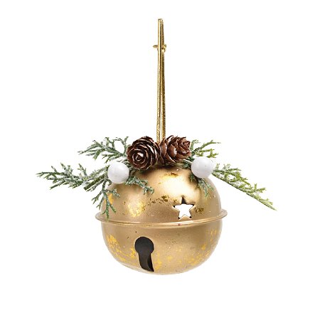 ENFEITE NATALINO DE PENDURAR COM ARRANJO DOURADO 6,5CM
