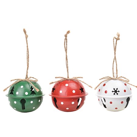 ENFEITE NATALINO DECORATIVO DE PENDURAR GUIZO JG 3 PÇS