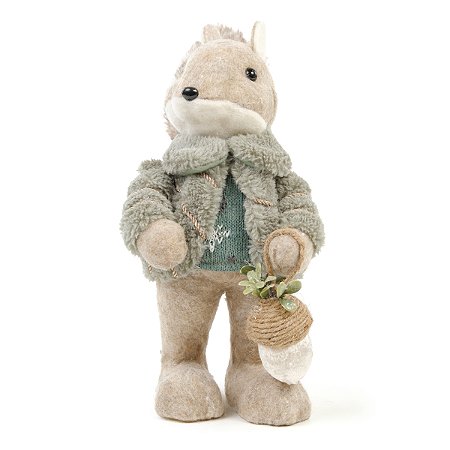 ESQUILO NATALINO DECORATIVO COM NOZES VERDE 30CM