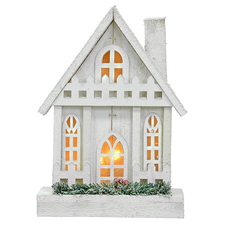 ENFEITE CASINHA NATALINA DECORATIVA BRANCA C/LED 33CM