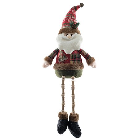 BONECO NATAL PAPAI NOEL SENTADO COM CACHECOL VERMELHO 44CM