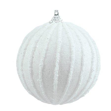 JG 3 BOLA DECORADA NATALINA PVC NA COR BRANCO 10CM