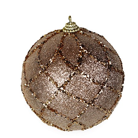 JG 3 BOLA DECORADA NATALINA  PVC CHAMPANHE COM BRILHO 10CM