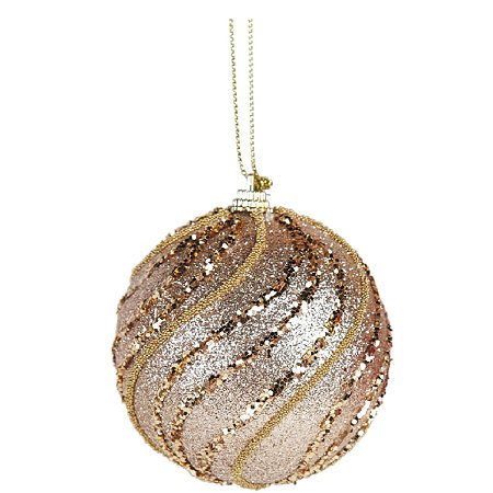 JG 3 BOLA DECORADA NATALINA NO PVC NA COR CHAMPANHE 8CM