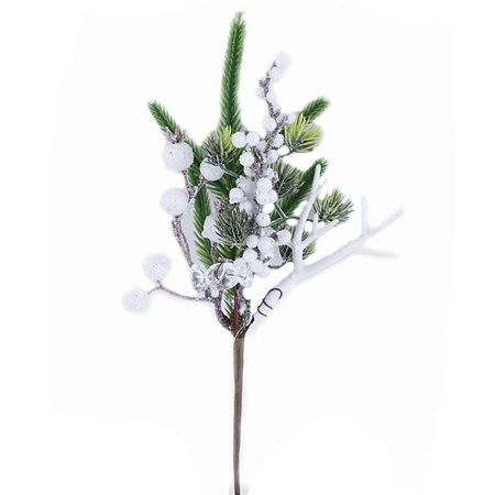 GALHO BERRY NATALINO VERDE E BRANCO - 27CM