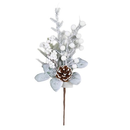 GALHO BERRY NATALINO NEVADO COM PINHA - 33CM