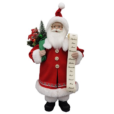 PAPAI NOEL EM PE COM CARTAS E PRESENTES - 45CM