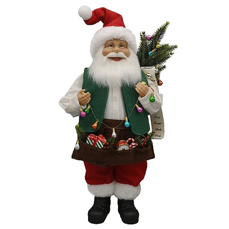 PAPAI NOEL EM PE COM DECORAÇAO NATALINA - 45CM